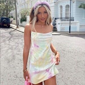 Zara Blogger favorite Tie Dye Satin Mini Dress Size large